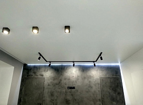 Натяжной потолок с трековыми светильниками - фото 1
